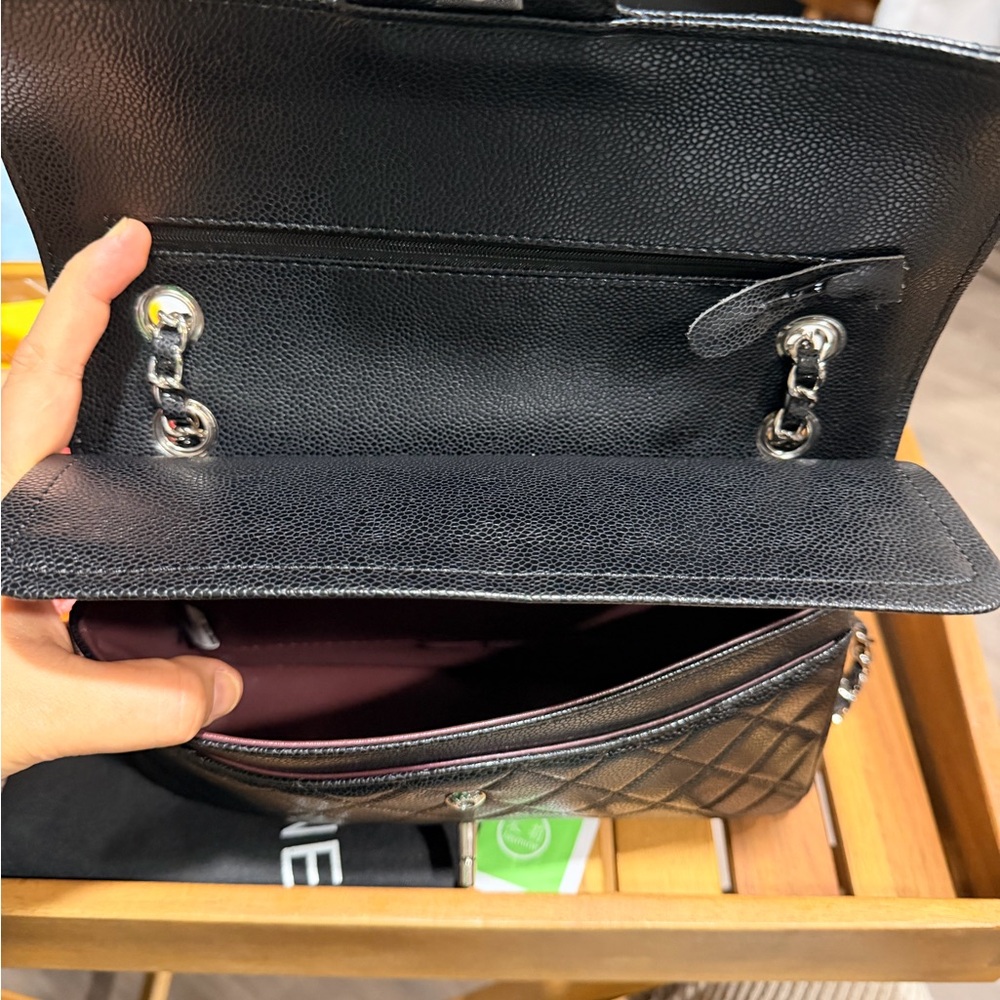 Black Quilted Caviar Medium Classic Double Flap Bag Silver Hardware, 2022 - Picture 12 of 16